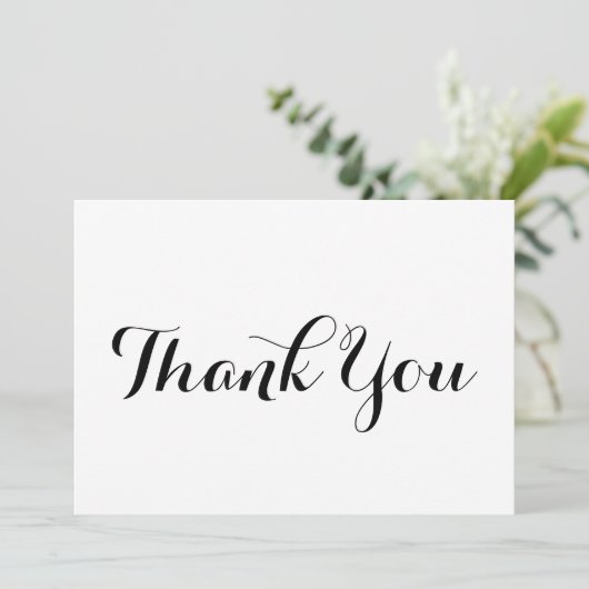 Merci noir blanc script élégant carte chic (Debout devant)