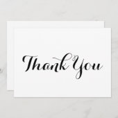 Merci noir blanc script élégant carte chic (Devant / Derrière)