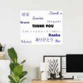 Merci (noir et bleu001) Impression (Bureau à domicile)