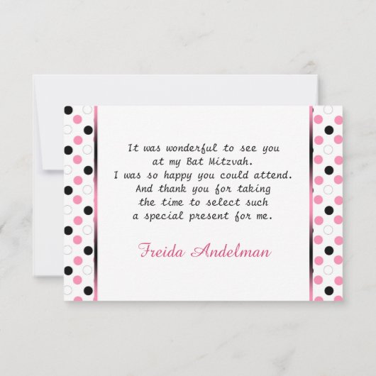 Merci noir, rose, blanc de bat mitzvah de point de (Dos)