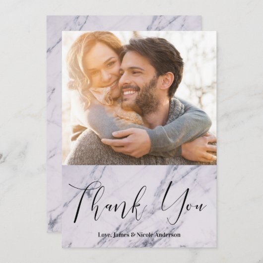 Merci Noir Script moderne Marbre photo (Devant / Derrière)