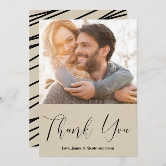 Merci noir Script moderne Rustique Photo (Devant / Derrière)