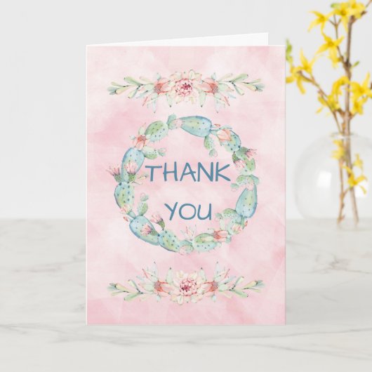 Merci Note Aquarelle Carte Cactus (Fleur jaune)