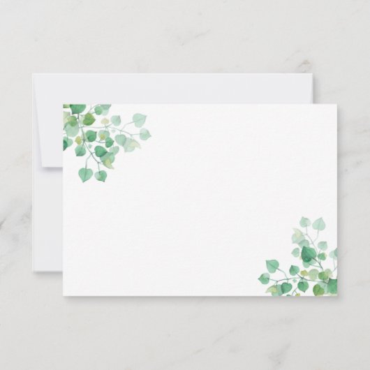 Merci note avec le feuillage de lierre et la bordu (Dos)