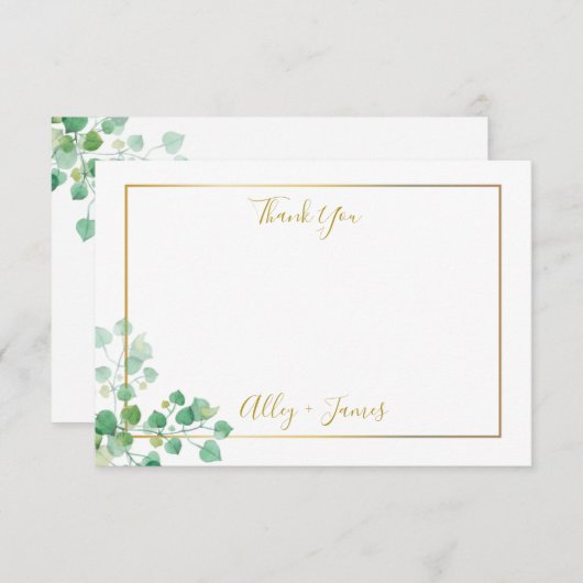 Merci note avec le feuillage de lierre et la bordu (Devant / Derrière)