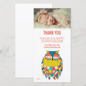 Merci Note Aztec Baby Owl Carte photo Modèle (Devant / Derrière)