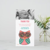 Merci Note Baby Owl Carte photo Modèle (Debout devant)
