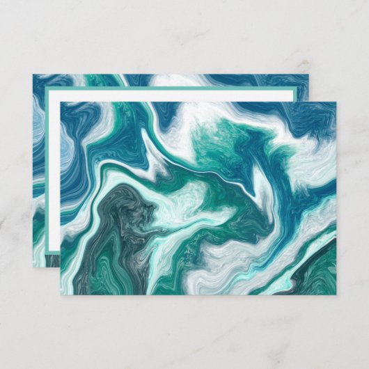 Merci Note Bleu Marbre Fluid Art (Devant / Derrière)