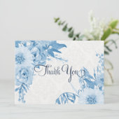 Merci Note Bleu Marine n Blanc Floral Aquarelle (Debout devant)