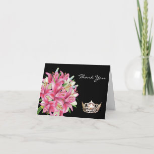 Merci Note Card-Crown & Lillies