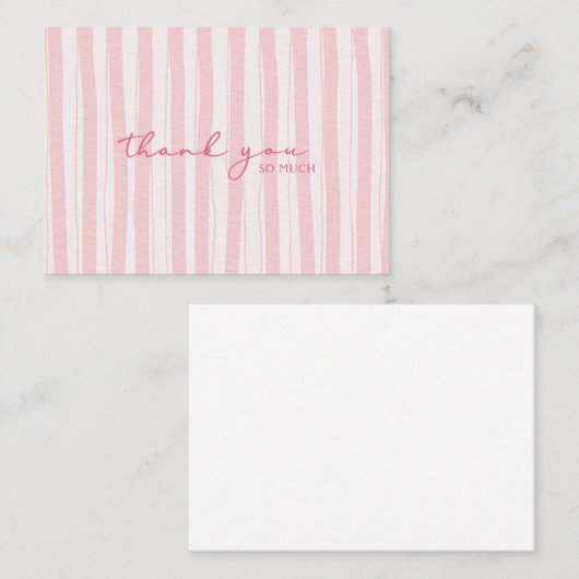 Merci Note Carte rose rayé (Devant / Derrière)