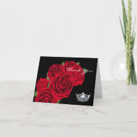 Merci Note Cartes-Couronne & Roses Rouges