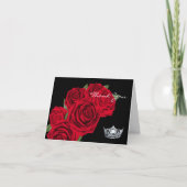 Merci Note Cartes-Couronne & Roses Rouges (Devant)