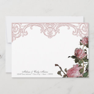 Merci Note Cartes Plat - Trellis Rose Vintage