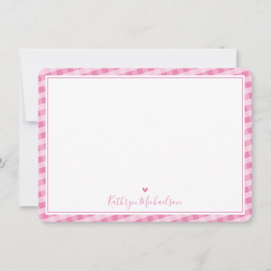 MERCI NOTE mignon en vichy motif joli rose (Devant)