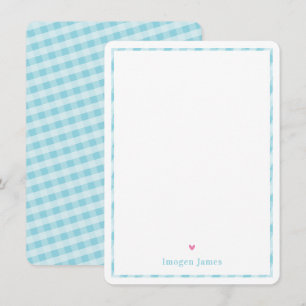 MERCI NOTE mignonne jolie chèque coeur bleu aqua