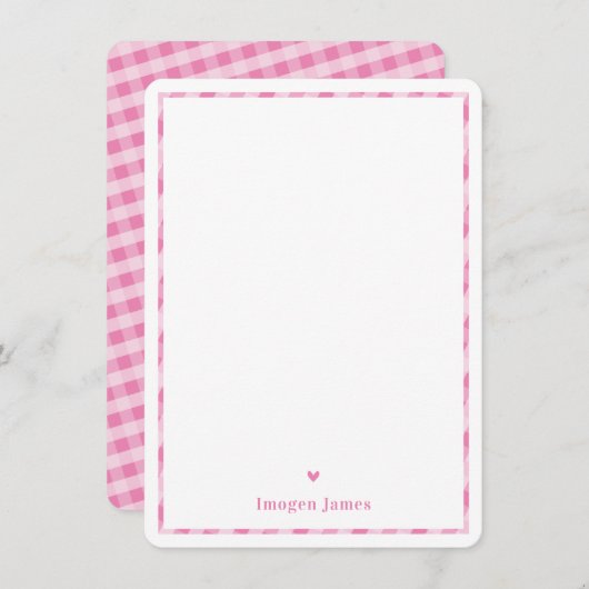 MERCI NOTE mignonne jolie chèque coeur rose blanc (Devant / Derrière)