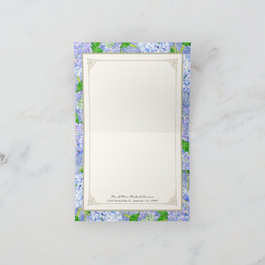 Merci Notes Blue Hydrangea dentelle Floral Forme (Intérieur)