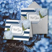 Merci Notes Blue Hydrangea Floral Navy Stried