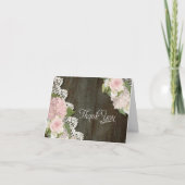 Merci Notes Hydrangées roses Floral Dark Wooden (Devant)