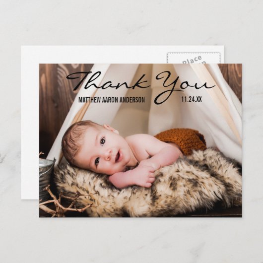 Merci Nouveau Faire-part photo bébé carte postale (Devant / Derrière)