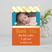 Merci nouveaux cadeaux bébé bleu orange carte (Debout devant)