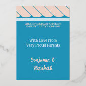 Merci nouveaux cadeaux bébé bleu orange carte (Verso)