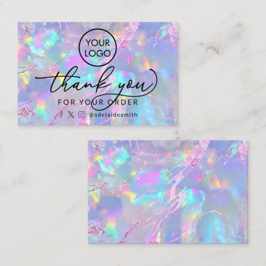merci opal design texture carte de visite (Devant / Derrière)