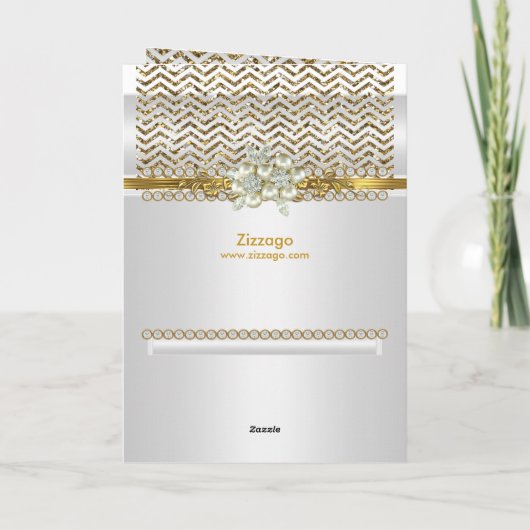 Merci or Chevron blanc diamant perle (Dos)