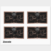 Merci or Rose fleurit Étiquette Logo Rectangle (Feuille)