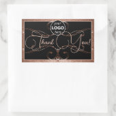 Merci or Rose fleurit Étiquette Logo Rectangle (Sac)