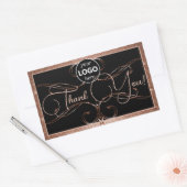 Merci or Rose fleurit Étiquette Logo Rectangle (Enveloppe)
