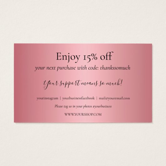 Merci Or rose Pour La Carte De Remise (Dos)