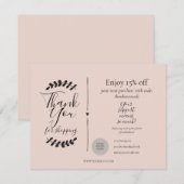 Merci Or rose Pour La Carte De Remise (Devant / Derrière)