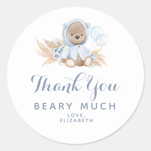 Merci Ours Bleu Béarder beaucoup Étiquette Sticker (Devant)
