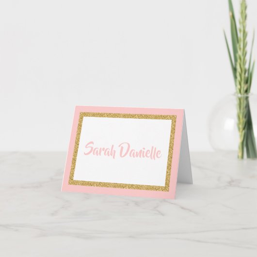 Merci paillettes rose et or (Devant)