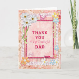 Merci papa, fleurs et papillons carte artisanale