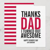 Merci Papa J'Ai Été Une Carte De Fête des pères Ma (Devant / Derrière)