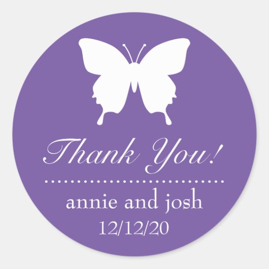 Merci papillon Étiquettes (Plum Purple) (Devant)