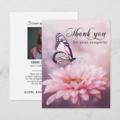 Merci Papillon Funéraire Fleur Rose | Photo (Devant / Derrière)