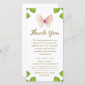 Merci papillon rose pour carte de sympathie (Devant / Derrière)