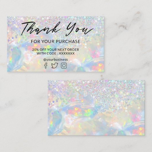 merci parties scintillant opal carte de réduction (Devant / Derrière)