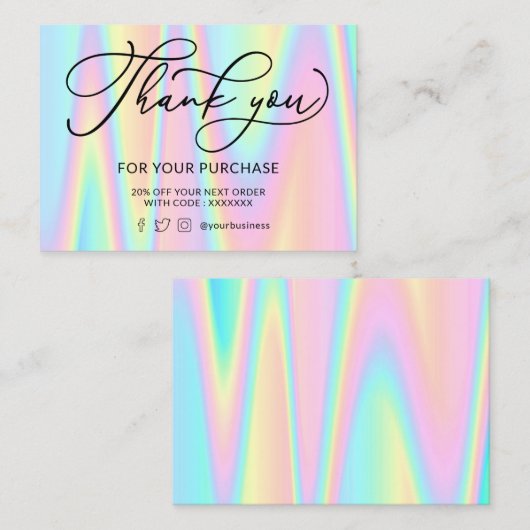 merci pastel couleurs carte de visite (Devant / Derrière)