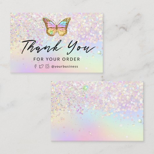 merci pastel papillon carte de visite (Devant / Derrière)