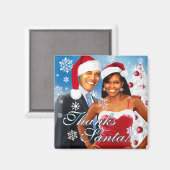 Merci Père Noël ! Barack et Michelle Magnet (Recto/Verso)