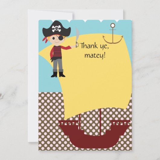 Merci personnalisable de bateau de pirate (Devant)