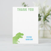 Merci personnalisé Dinosaure vert d'aquarelle (Debout devant)