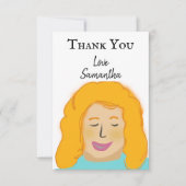 Merci personnalisé Fille rouge Portrait Nom (Devant)