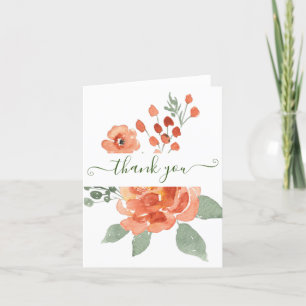 Merci personnalisé floral aquarelle orange