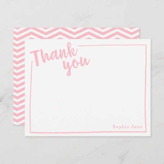 Merci personnalisé note plat, script rose (Devant / Derrière)